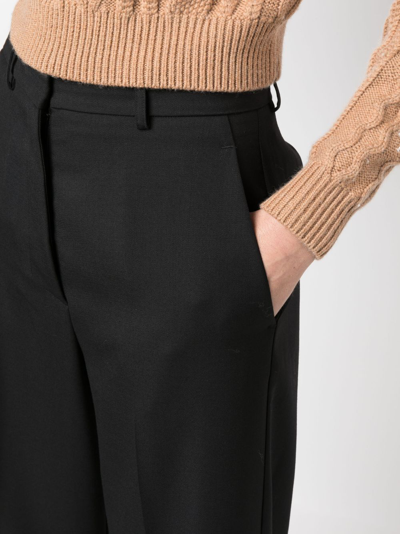 Shop Erika Cavallini High-waisted Straight-leg Trousers In Schwarz