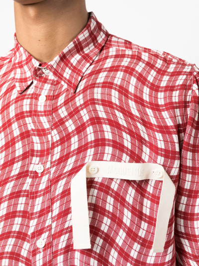 Shop Jacquemus La Chemise Melo Checked Shirt In Rot