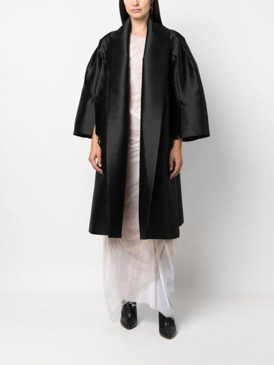 Shop Alberta Ferretti Silk Mikado Open Front Coat In Black