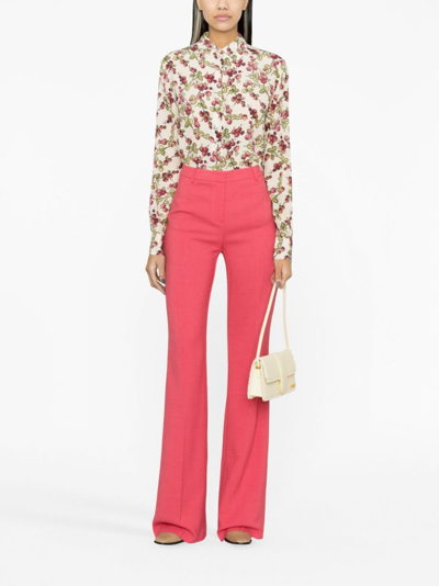 Etro Wool-blend Bootcut Trousers In Pink
