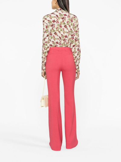 Shop Etro Mid-rise Flared Trousers In Pink