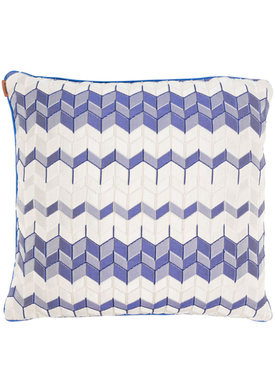 Shop Missoni Tread Cotton Cushion In Blue