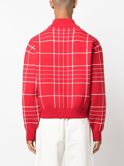 Shop Jacquemus La Maille Carro Checked Sweatshirt In Rot