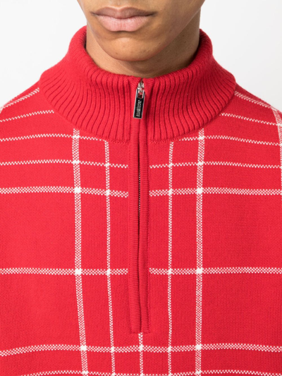 Shop Jacquemus La Maille Carro Checked Sweatshirt In Rot