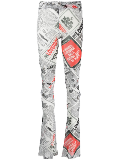 Shop Charles Jeffrey Loverboy Newspaper-print Skinny Trousers In Black