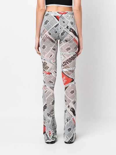 Shop Charles Jeffrey Loverboy Newspaper-print Skinny Trousers In Black