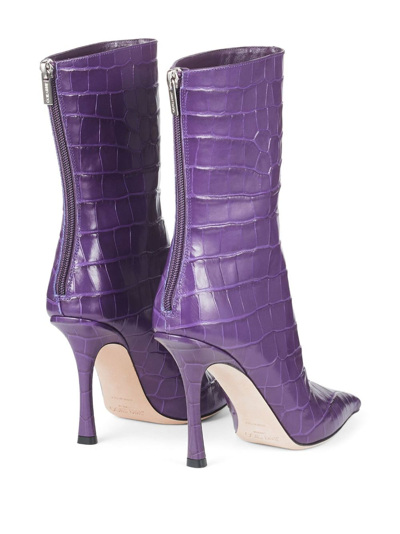 Shop Jimmy Choo Agathe 100mm Pointed-toe Boots In Purple