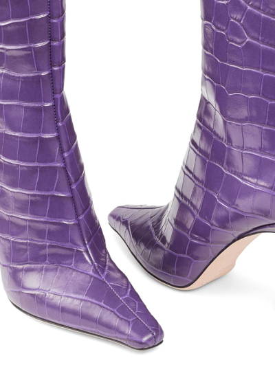 Shop Jimmy Choo Agathe 100mm Pointed-toe Boots In Purple