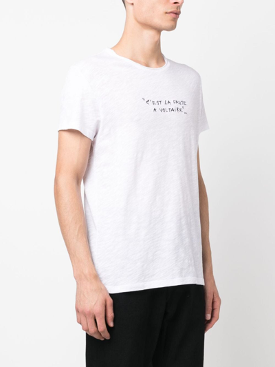 Shop Zadig & Voltaire Toby Slogan-embroidered T-shirt In White