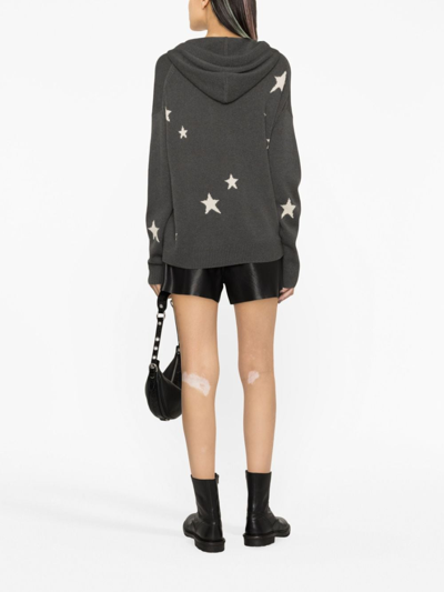 Shop Zadig & Voltaire Marky Star-jacquard Cashmere Hoodie In Grey