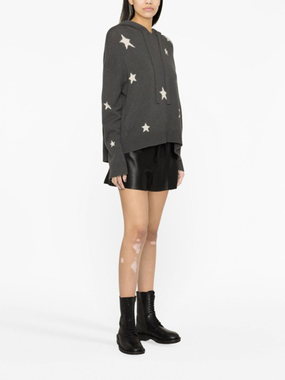 Shop Zadig & Voltaire Marky Star-jacquard Cashmere Hoodie In Grey