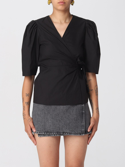 Shop Ganni Shirt  Woman Color Black