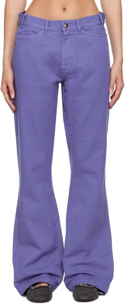 Shop Stockholm Surfboard Club Purple Flared Trousers In Violet