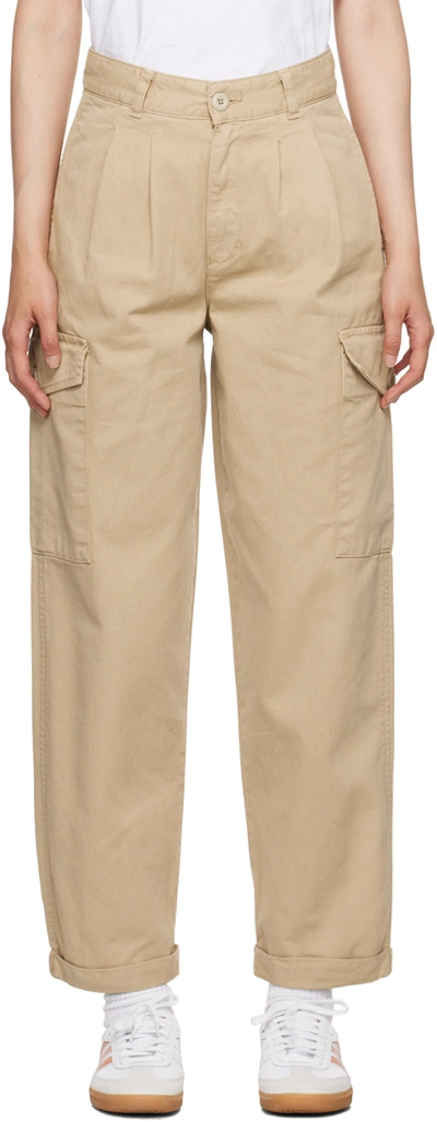 Shop Carhartt Beige Collins Trousers In Wall Garment Dyed