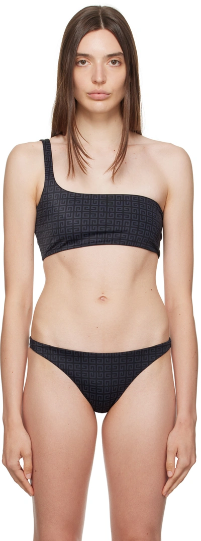 Shop Givenchy Black 4g Bikini Top In 002 Black/grey