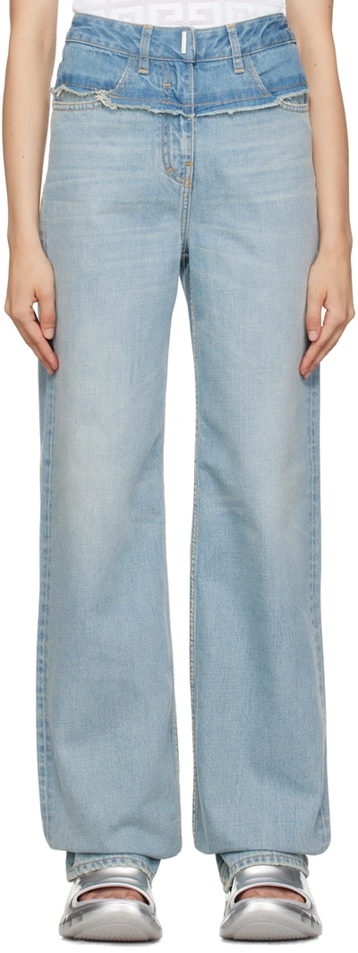 Shop Givenchy Blue Oversized Jeans In 451 Pale Blue