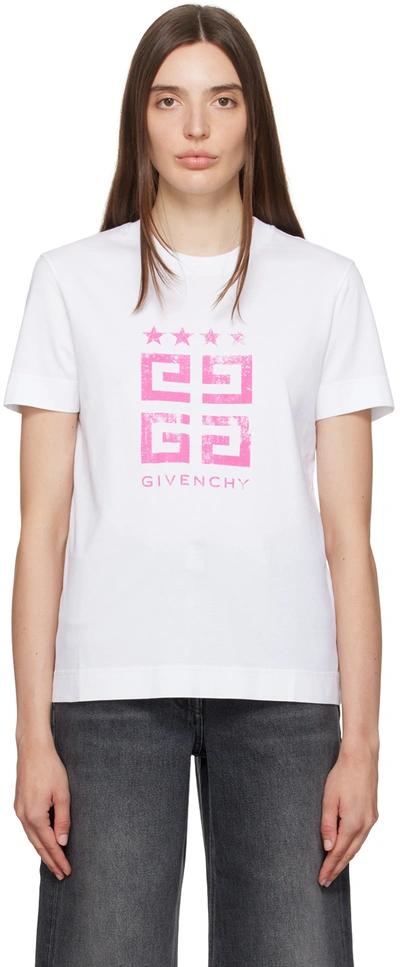 Shop Givenchy White 4g Stars T-shirt In 100 White