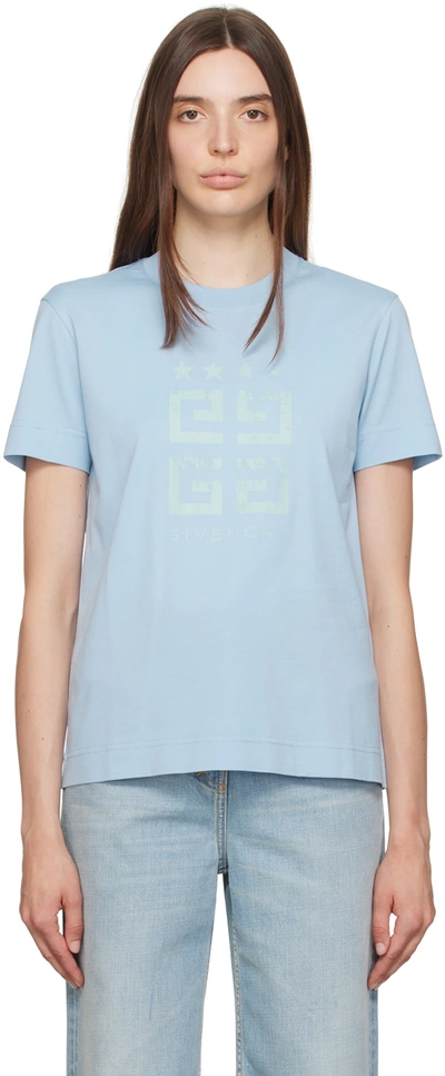 Shop Givenchy Blue 4g Stars T-shirt In 452 Light Blue