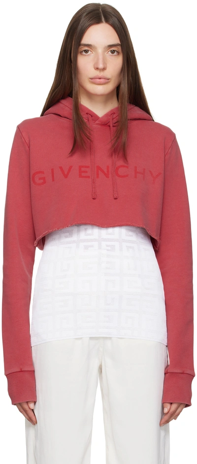 Shop Givenchy Red Cropped Hoodie In 610 Medium Red
