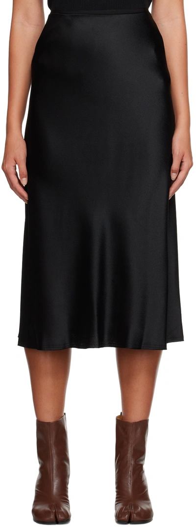 Shop Maison Margiela Black Stitching Midi Skirt In 900 Black