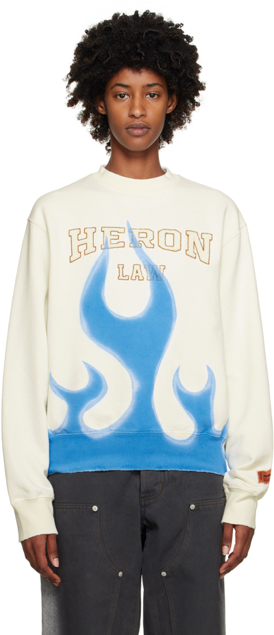 Shop Heron Preston White Law Flames Sweatshirt In White Blue
