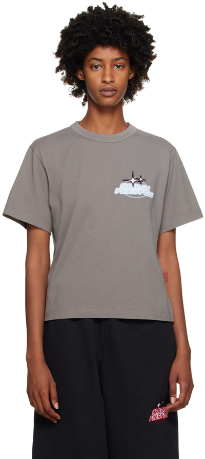 Shop Heron Preston Gray Sponsor T-shirt In Grey Light Grey