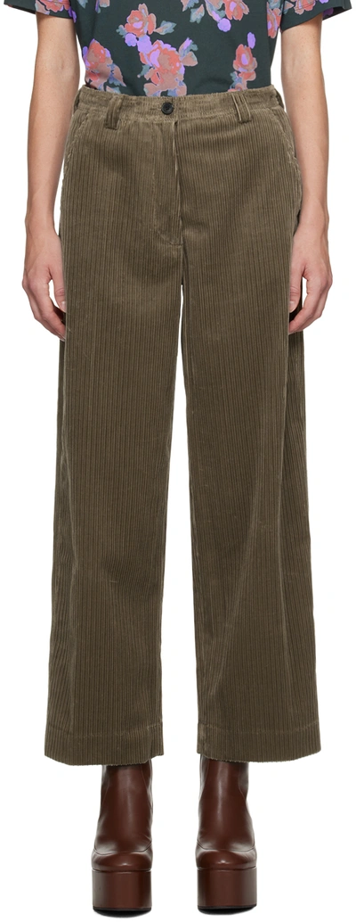 Shop Dries Van Noten Taupe Four-pocket Trousers In 811 Taupe