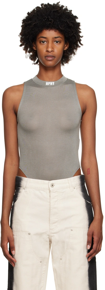 Shop Heron Preston Gray 'hpny' Bodysuit In Grey White