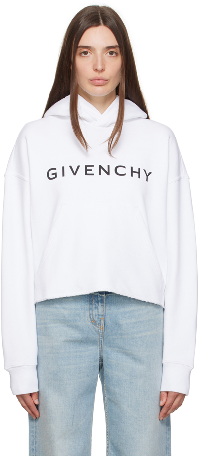 Shop Givenchy White Archetype Hoodie In 116 White/black