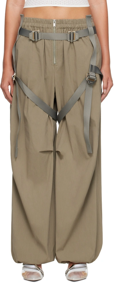 Shop Dion Lee Green Harness Flight Trousers In Sage