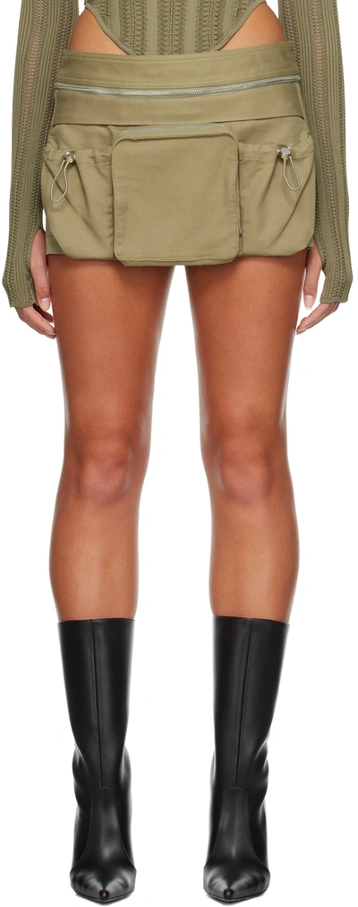 Shop Dion Lee Green Utility Cargo Miniskirt In Sage