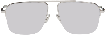 Shop Bottega Veneta Silver Square Sunglasses In Silver-silver-silver