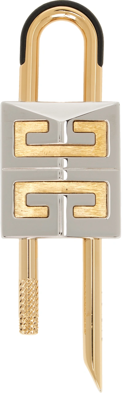 Shop Givenchy Gold & Silver Small 4g Padlock Keychain In 711-golden/silvery