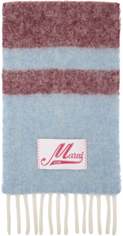 Shop Marni Blue Striped Scarf In Stb37 Opal