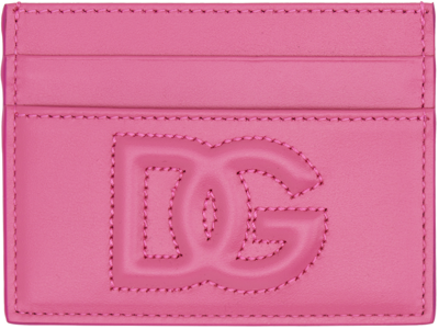Shop Dolce & Gabbana Pink Embossed Card Holder In 80441 Light Lilac