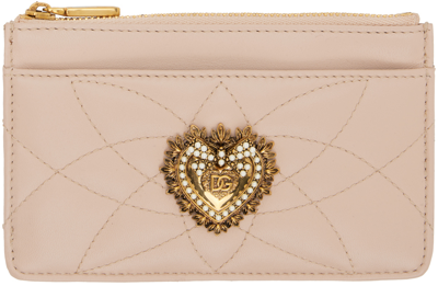 Shop Dolce & Gabbana Pink Devotion Card Holder In 80412 Powder Pink
