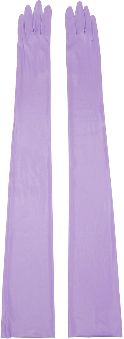 Shop Dries Van Noten Purple Shiny Gloves In 403 Lilac