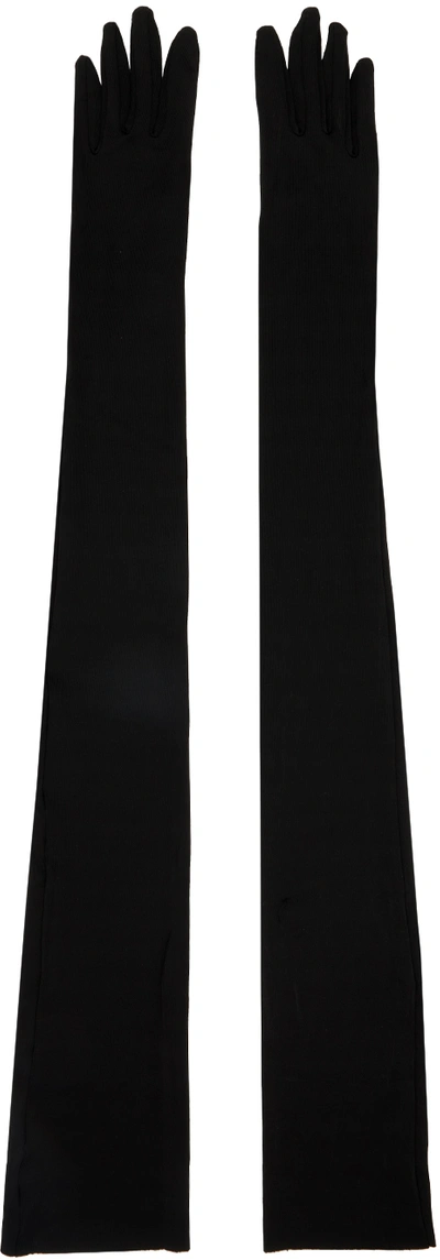 Shop Dries Van Noten Black Shiny Gloves In 900 Black