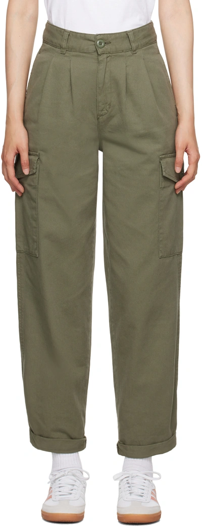 Shop Carhartt Khaki Collins Trousers In Dollar Green Garment