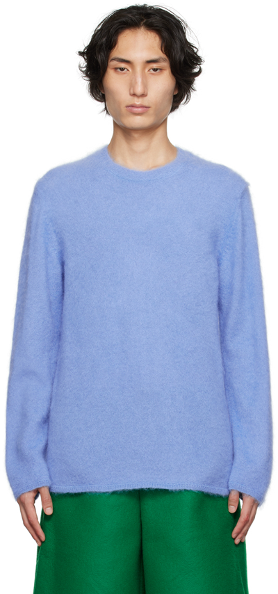 Shop Comme Des Garçons Homme Deux Blue Brushed Sweater In 4 Blue