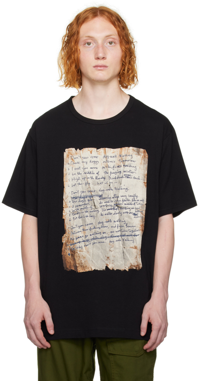 Shop Yohji Yamamoto Black Printed T-shirt In Blk X Wht