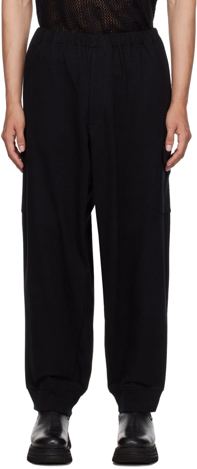 Shop Yohji Yamamoto Black Flap Pocket Sweatpants In 2 Black