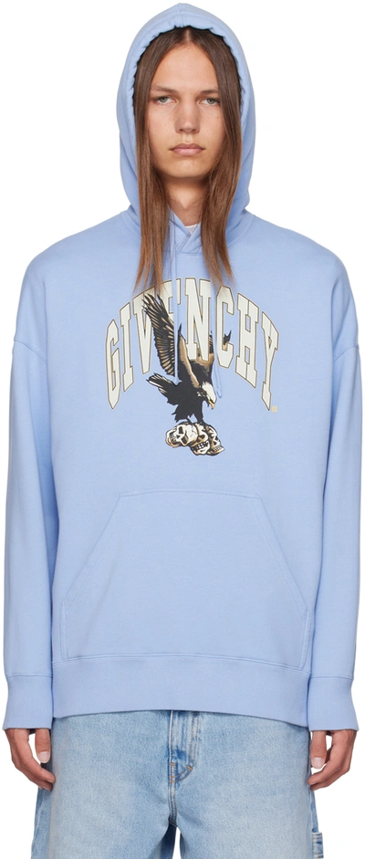 Shop Givenchy Blue Eagle Hoodie In 452-light Blue