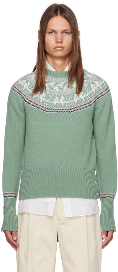 Shop Thom Browne Green Fair Isle Sweater In 350 Green