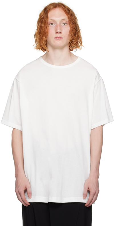 Shop Yohji Yamamoto Off-white Crewneck T-shirt In Off White
