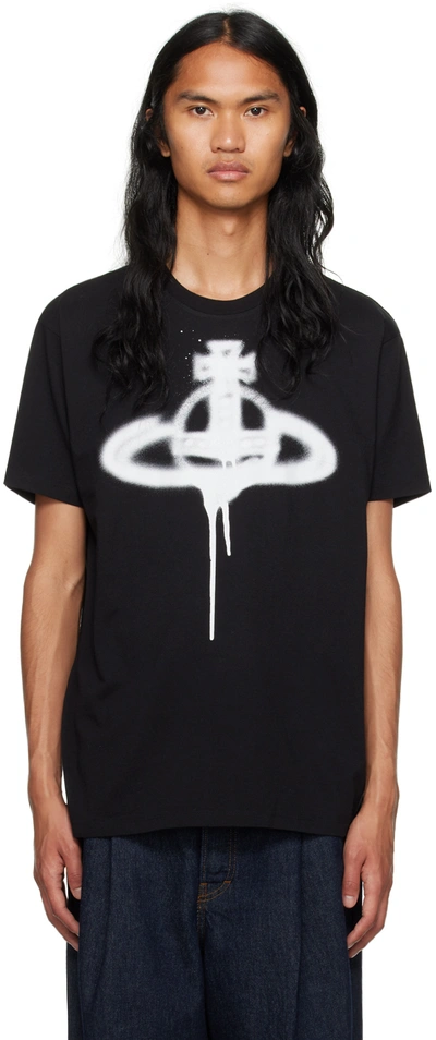 Shop Vivienne Westwood Black Spray Orb T-shirt In 213-j001m-n401go