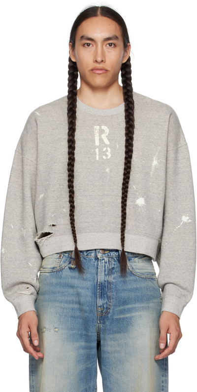 Shop R13 Gray Cropped Sweatshirt In Heather Grey