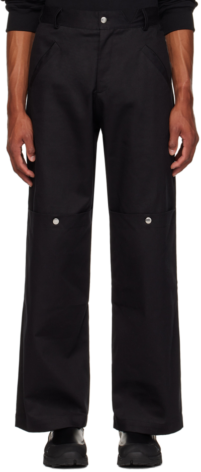 Shop Spencer Badu Black Knee Pocket Cargo Pants