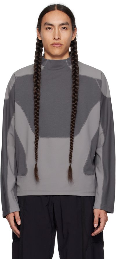 Shop _j.l - A.l_ Gray Paneled Long Sleeve T-shirt In Grey