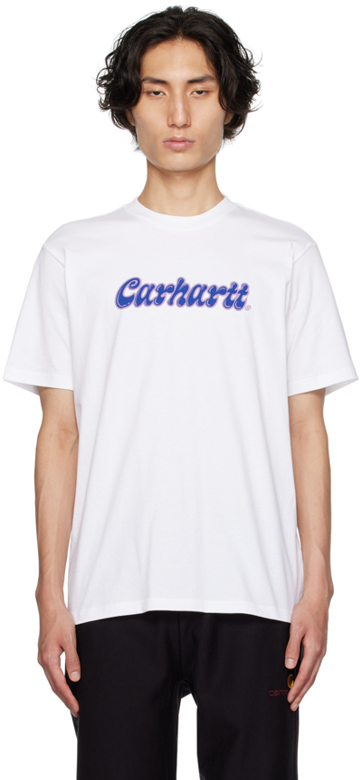 Shop Carhartt White Liquid Script T-shirt In 02xx White